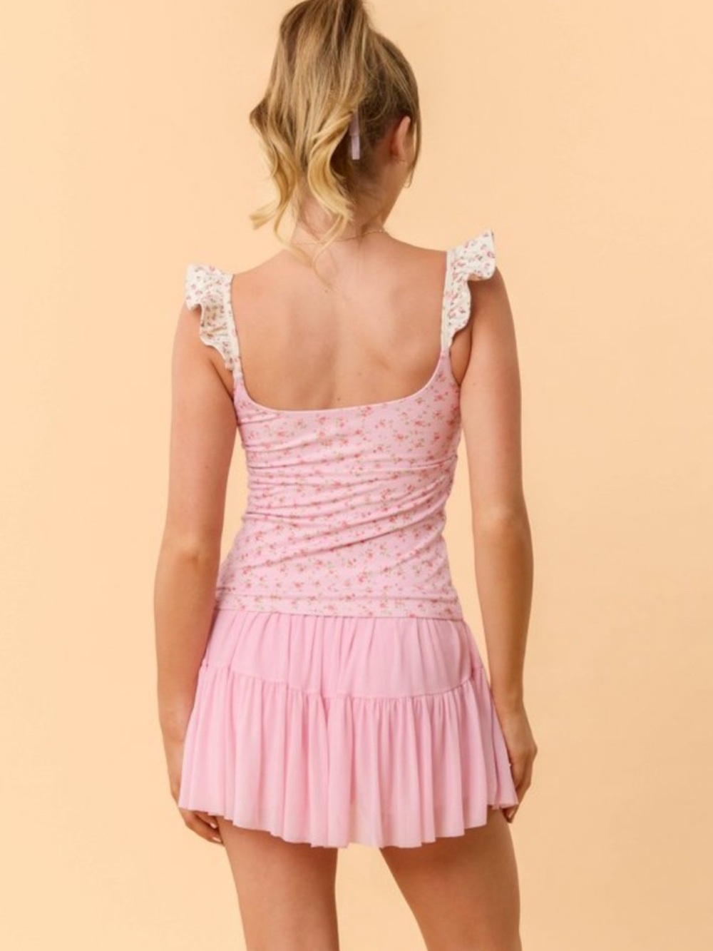 Blogilates Women's Ruffle Lace Up Tank Top - Picture 2 of 8